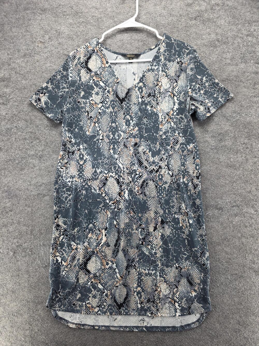 Christian Siriano Dress Womens M Blue T-Shirt Dress Knee Length Animal Print